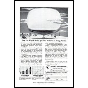 1953 Corning Glass Works Television TV Vintage Print Ad Futuristic Wall Art